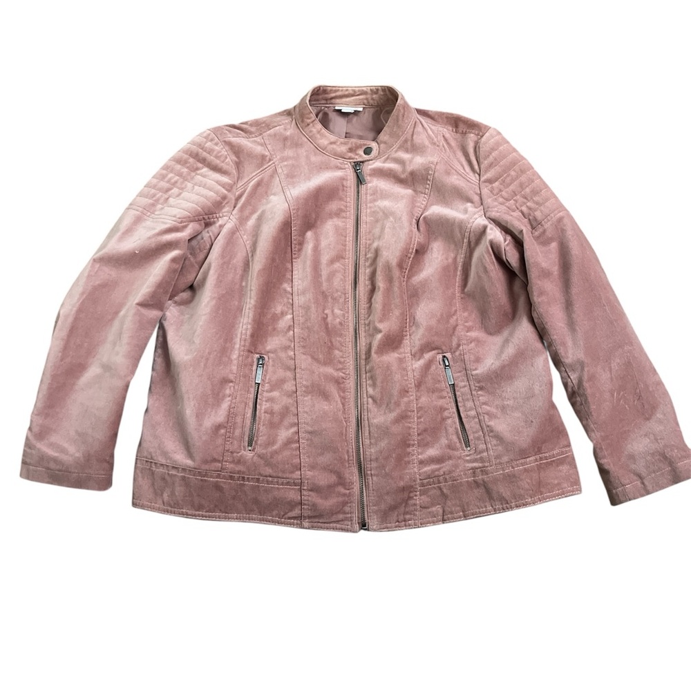 Westport 2962 Women's Blush Pink Bomber Jacket Velour 1X NWOT